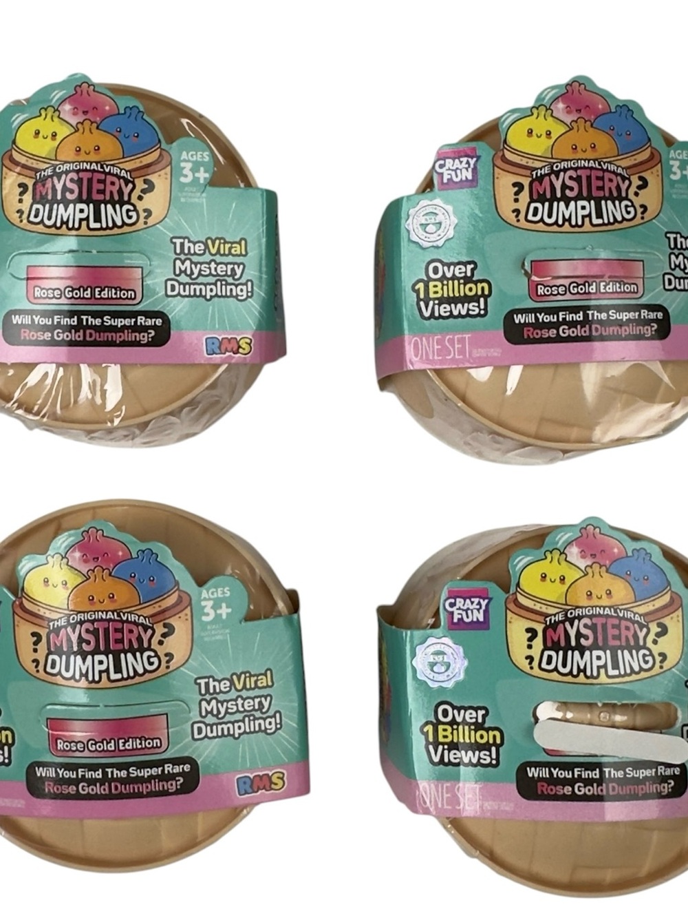 LOT OF 4 Mini RMS Crazy Fun Mystery Squishy Bun Dumpling Rose Gold